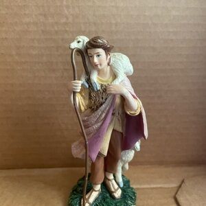 Thomas Kinkade Shepherd Figurine with Purple and Brown
